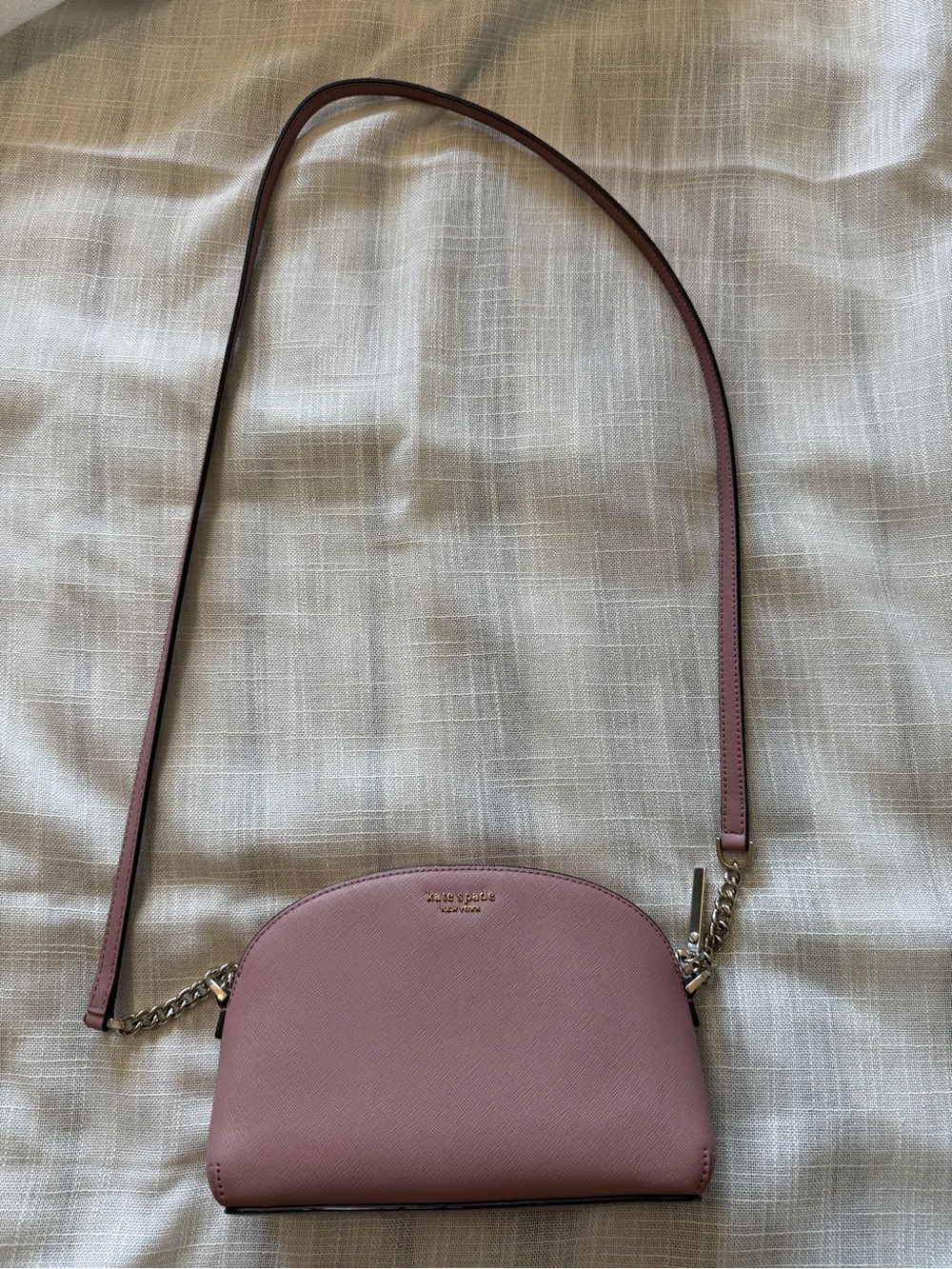 Kate spade dusty rose pink leather crossbody with chain strap